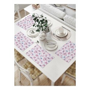 Салфетки на стол для сервировки прямоугольные, плейсмат "Бабочки" JoyArty, 32x46 см, в комплекте 4шт, серия 8 марта