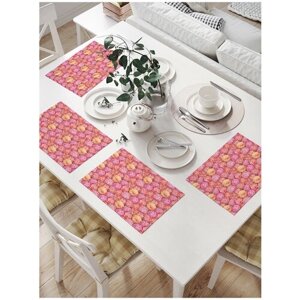 Салфетки на стол для сервировки прямоугольные, плейсмат JoyArty "Романтические розы", 32x46 см, в комплекте 4шт.