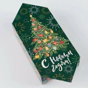 Сборная коробка-конфета . Новогодняя ёлка .9,3х14,6х5,3 см .5 шт.