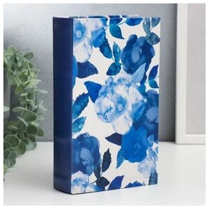 Сейф-книга дерево кожзам "Синие цветы. Акварель" 21х13х5 см