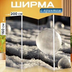 Ширма перегородка с принтом "Пузырь, лед, холодный" на холсте - 200x160 см. для зонирования, раскладная