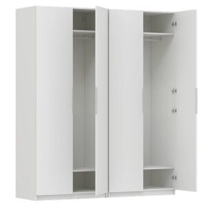Шкаф для одежды в спальню/прихожую, гардеробная система Eksa/Berga c 4-мя полками и 2-мя штангами, ШхГхВ 200х60х236 см, ЛДСП, белый