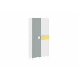 Шкаф двухдверный МК Стиль Кубо белый гладкий / грин грей софт / солнечно-желтый 100х41.6х210 см