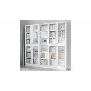 Шкаф книжный Билли 30 по мотивам IKEA Икея Белый Фасадный 0101, 200*30*202 см, ЛДСП с рамкой МДФ