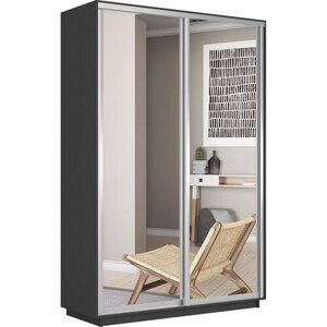 Шкаф купе для одежды , цвет Серый Диамант, 240Х120Х60 (ВхШхГ),2 двери Зеркало/Зеркало