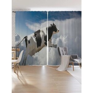 Шторы под лён JoyArty "Летящая корова", серия Oxford DeLux, 340х265 см