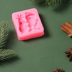 Силиконовый молд «Дед Мороз и олень», 6,55,71,8 см, цвет розовый