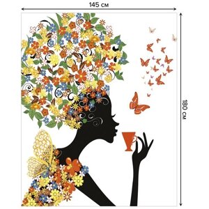 Скатерть прямоугольная JoyArty "Цветочная афро" из сатена, 180x145 см
