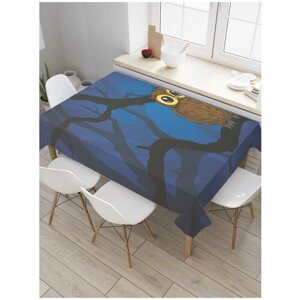 Скатерть прямоугольная JoyArty на кухонный стол "Большеглазая сова" из оксфорда, 120x145 см
