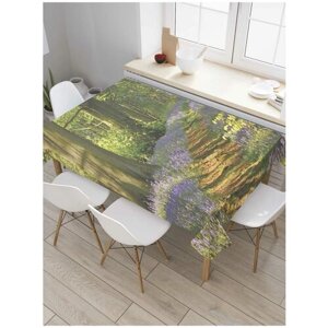 Скатерть прямоугольная JoyArty на кухонный стол "Цветочная дорога в лесу" из оксфорда, 120x145 см