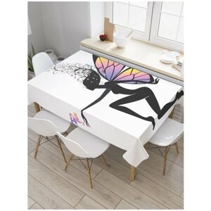 Скатерть прямоугольная JoyArty на кухонный стол "Фея бабочек" из оксфорда, 120x145 см