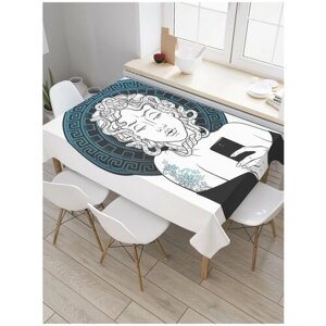 Скатерть прямоугольная JoyArty на кухонный стол "Горгона с мобилой" из оксфорда, 180x145 см
