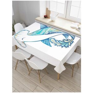 Скатерть прямоугольная JoyArty на кухонный стол "Мифическая рыба" из оксфорда, 180x145 см