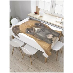 Скатерть прямоугольная JoyArty на кухонный стол "Морда бульдога" из оксфорда, 120x145 см