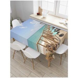 Скатерть прямоугольная JoyArty на кухонный стол "Настил у моря" из оксфорда, 180x145 см