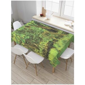 Скатерть прямоугольная JoyArty на кухонный стол "Непроглядный лес весной" из оксфорда, 120x145 см