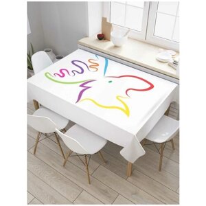 Скатерть прямоугольная JoyArty на кухонный стол "Облик красочного лося" из оксфорда, 120x145 см