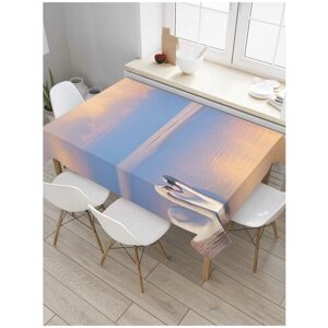 Скатерть прямоугольная JoyArty на кухонный стол "Пара лебедей" из оксфорда, 120x145 см