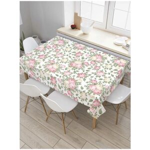 Скатерть прямоугольная JoyArty на кухонный стол "Радостные цветы" из оксфорда, 120x145 см