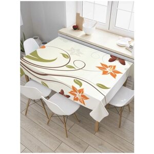 Скатерть прямоугольная JoyArty на кухонный стол "Растущий цветы и бабочки" из оксфорда, 180x145 см