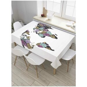 Скатерть прямоугольная JoyArty на кухонный стол "Садовые цветы на карте" из оксфорда, 180x145 см