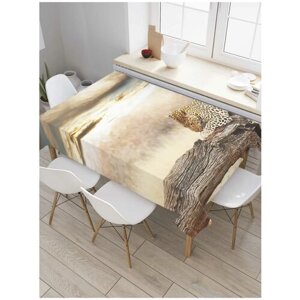 Скатерть прямоугольная JoyArty на кухонный стол "Спокойствие леопарда" из оксфорда, 180x145 см