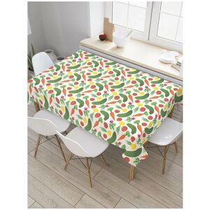 Скатерть прямоугольная JoyArty на кухонный стол "Свежие корнеплоды" из оксфорда, 120x145 см
