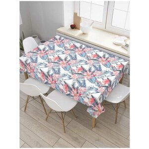 Скатерть прямоугольная JoyArty на кухонный стол "Тропический фламинго" из оксфорда, 180x145 см