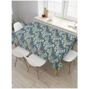 Скатерть прямоугольная JoyArty на кухонный стол "Тукан в цветах" из оксфорда, 180x145 см