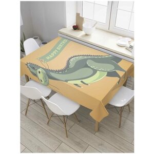 Скатерть прямоугольная JoyArty на кухонный стол "Веселый динозаврик" из оксфорда, 120x145 см