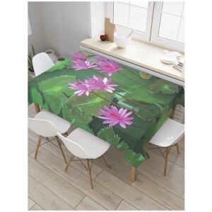 Скатерть прямоугольная JoyArty на кухонный стол "Водяные лилии" из оксфорда, 120x145 см