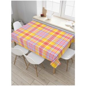 Скатерть прямоугольная JoyArty на кухонный стол "Яркая шотландка" из оксфорда, 120x145 см