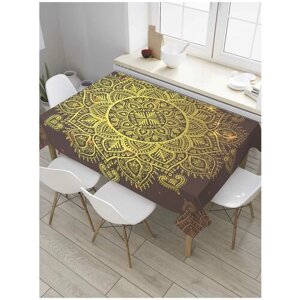 Скатерть прямоугольная JoyArty на кухонный стол "Золотой орнамент" из оксфорда, 180x145 см