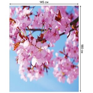 Скатерть прямоугольная JoyArty "Ветвь японской вишни" из сатена, 180x145 см