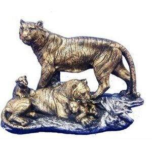 Статуэтка из гипса «Семья тигров» 25*35 см античное золото