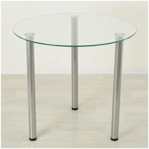 Стеклянный обеденный стол Эдель 18-3 прозрачный/металлик D100