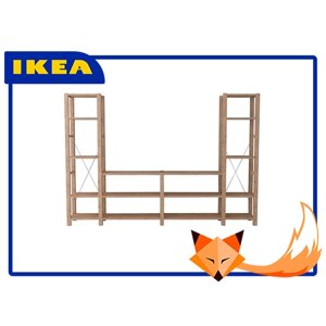 Стеллаж деревянный напольный IKEA Ivar 260х30х179 см, 16 полок, сосна