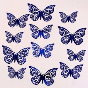 Страна Карнавалия Набор для украшения «Бабочки», 12 штук, цвет синий