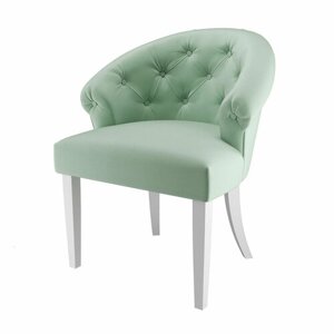 Стул-кресло мягкий ADINA со спинкой с подлокотниками на деревянных ножках для гостиной кухни спальни для отдыха дома массив бука зеленый, эмаль белая