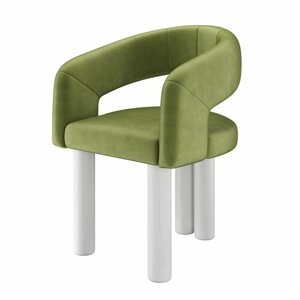 Стул-кресло мягкий PECOLA, эмаль белая зеленый