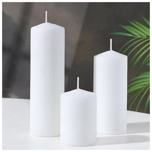 SUI Набор свечей - цилиндров 3в1 (6х14 см, 6х19 см, 6х8,5 см), белый