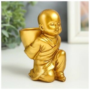 SUI Сувенир полистоун подсвечник на 1 свечу "Маленький будда" 7,5х5х10 см