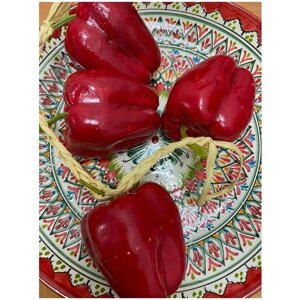 SunGrass / Овощи искусственные - перец красный крупный на ветке 4шт / Декор для дома, кухни, кафе и ресторана