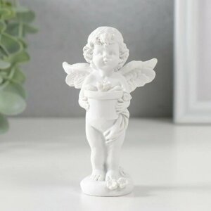 Сувенир полистоун "Белоснежный ангел с цветком в горшке" 9,7х6х6,5 см (комплект из 5 шт)