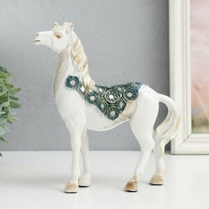 Сувенир полистоун "Императорский конь, белый с зеркалами" 19х5.5х21.5 см