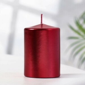 Свеча - цилиндр парафиновая, лакированная, красный металлик, 5,68 см