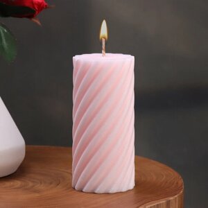 Свеча-цилиндр "Спираль", 5х10 см, светло-розовая, 6 ч