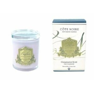 Свеча COTE NOIRE CHAMPAGNE ROSE 450 гр , розовый стаканчик, золотой декор ВхШхД 16х10,5х10,5 см время горения 100 ч