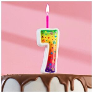 Свеча для торта "Цветное пламя", 10 см, цифра "7"