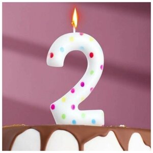 Свеча в торт на день рождения «Конфетти», цифра "2" , гигант, 9 см